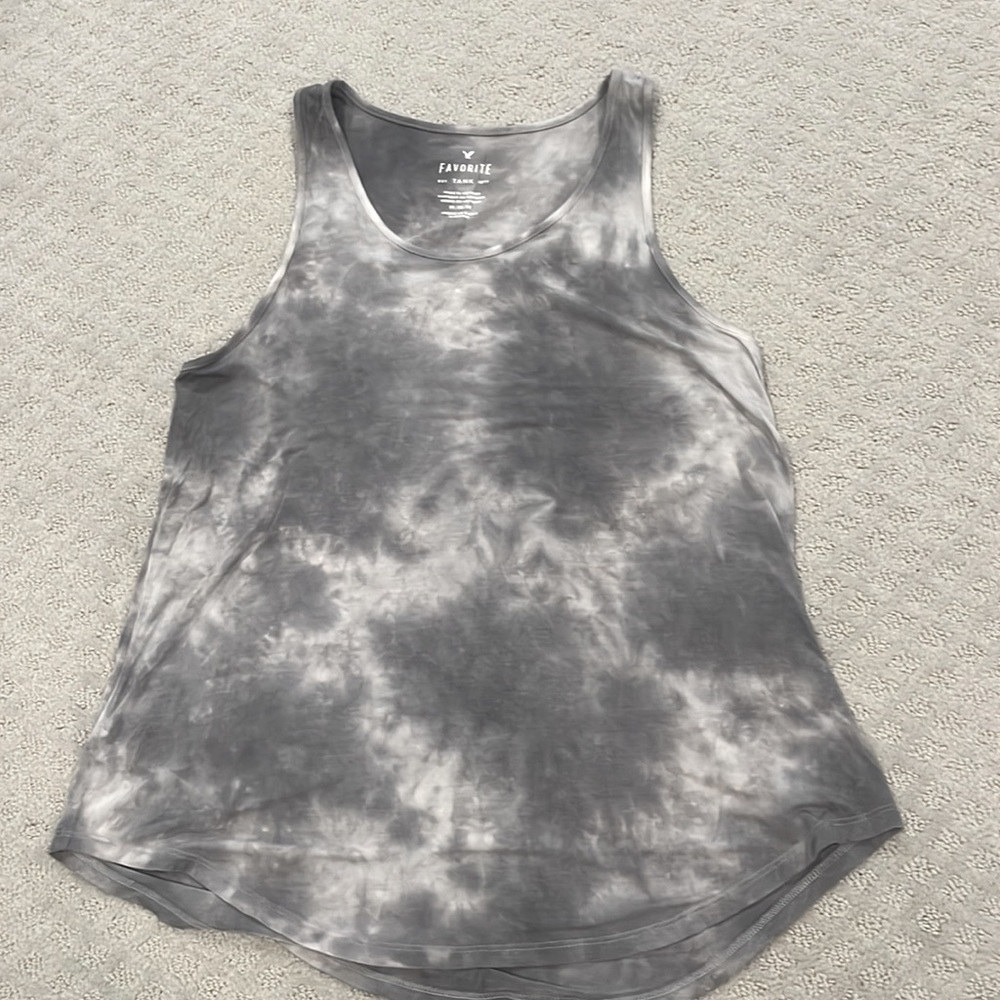 Gray and white tie dye Favorite Tank by AEO, size medium